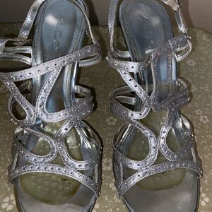 Aldo Silver Strappy Heels